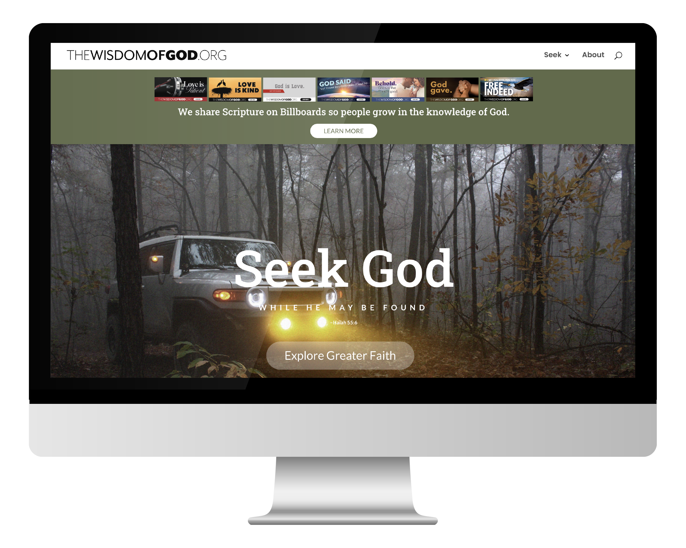 Wisdom of God website viewed on a computer<br />

