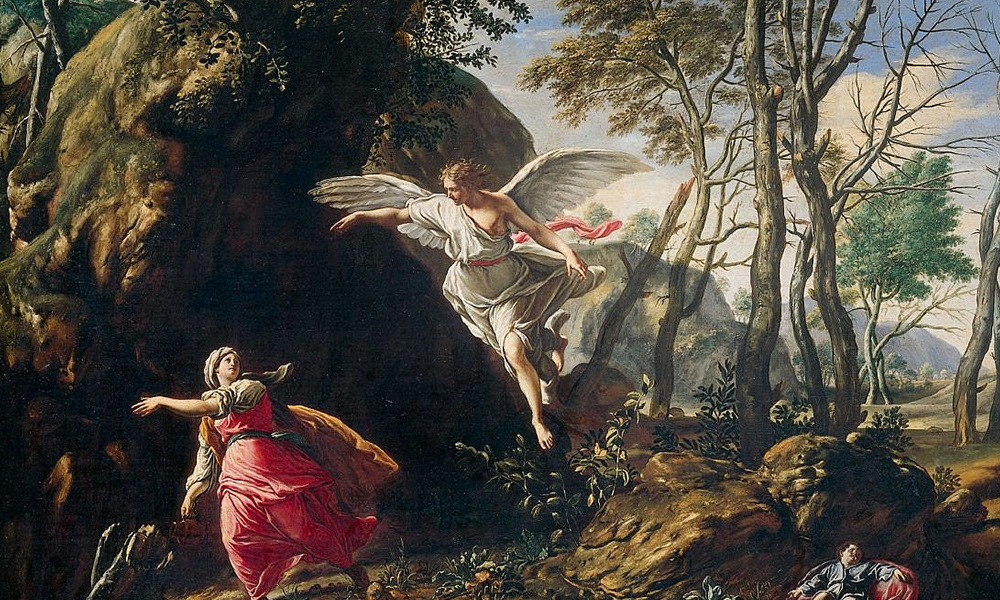 Hagar in Wilderness Hagar meets the angel in the wilderness. Francesco Cozza